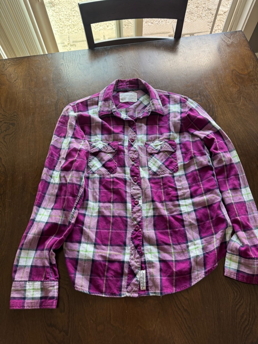 Aeropostale Purple Plaid Button-Down Shirt